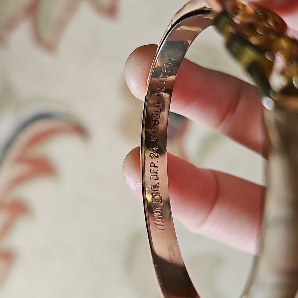 70s Gucci bracelet tan leather 24k gold plated - Picture 2 of 2